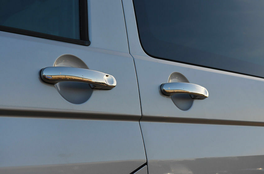 SILVER 3 DOOR HANDLE COVERS FITS VW TRANSPORTER T5 T6 VW CADDY VAN MULTIVAN 